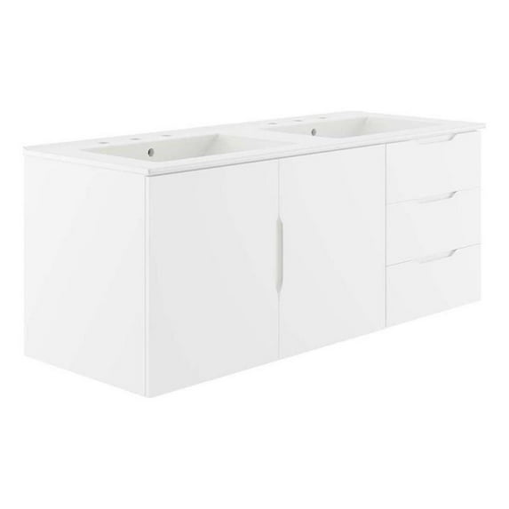 Modway Vitality 48" Double Sink Bathroom Vanity in White White