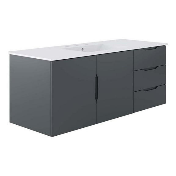 Modway Vitality 48" Single Sink Bathroom Vanity in Gray White