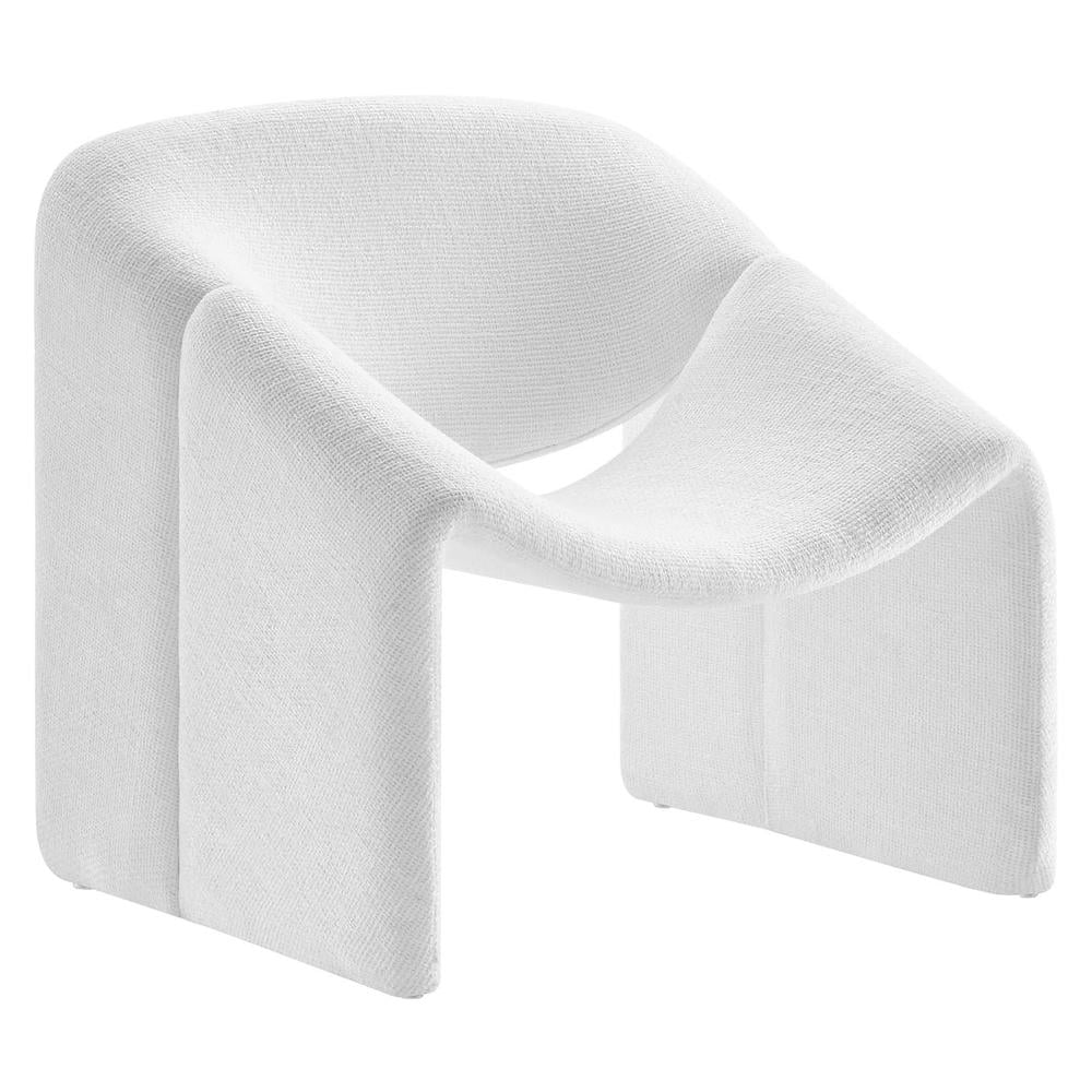 Frost White Faux Leather Barrel Accent Chair with Metal Frame