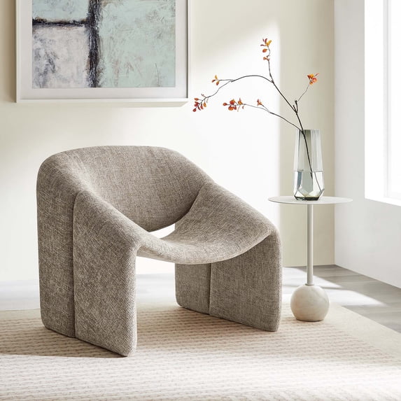 Modway Vivi Chenille Upholstered Accent Chair in Khaki