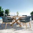 thumbnail image 1 of Modway Wellspring 5-Piece Outdoor Patio Teak Wood Dining Set in Blue Graphite, 1 of 10