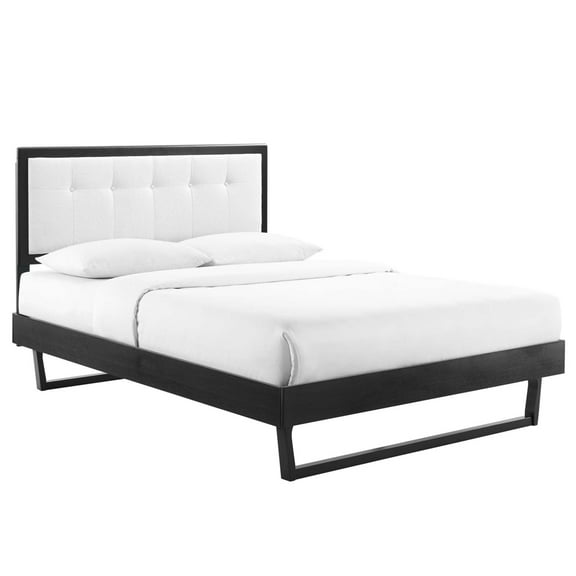 Willow Full Wood Platform Bed With Angular Frame Black White