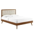 thumbnail image 1 of Willow King Wood Platform Bed With Splayed Legs Walnut Beige, 1 of 12