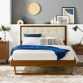 thumbnail image 1 of Modway Willow Twin Wood Platform Bed With Angular Frame, Walnut/Beige, 1 of 6
