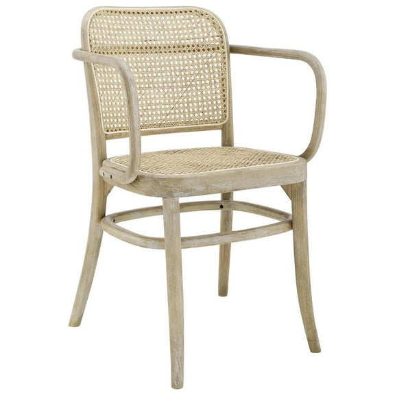 Modway Winona 18.5" Rattan and Wood Dining Chair in Gray/Natural