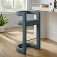 thumbnail image 1 of Modway Winslow 30.5"H Performance Velvet Barrel Back Bar Stool in Cadet Blue, 1 of 9