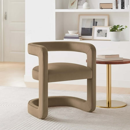 Winslow Performance Velvet Barrel Accent Chair in Taupe
