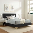 thumbnail image 1 of Modway Yasmine Channel Tufted Performance Velvet Full Platform Bed in Charcoal, 1 of 8