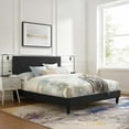 thumbnail image 1 of Modway Yasmine Channel Tufted Performance Velvet King Platform Bed in Charcoal, 1 of 5