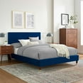 thumbnail image 1 of Modway Yasmine Channel Tufted Performance Velvet Queen Platform Bed in Navy, 1 of 8