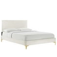 thumbnail image 1 of Modway Yasmine Channel Tufted Performance Velvet King Platform Bed in White, 1 of 8