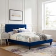 thumbnail image 1 of Modway Yasmine Channel Tufted Velvet Queen Platform Bed in Navy Finish, 1 of 8