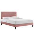 thumbnail image 1 of Modway Yasmine Channel Tufted Performance Velvet Twin Platform Bed in Dusty Rose, 1 of 8