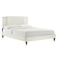 thumbnail image 1 of Modway Zahra Channel Tufted Performance Velvet Full Platform Bed - White, 1 of 8