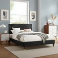 thumbnail image 1 of Modway Zahra Channel Tufted Performance Velvet Full Platform Bed in Charcoal, 1 of 5