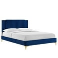 thumbnail image 1 of Modway Zahra Channel Tufted Performance Velvet King Platform Bed in Navy, 1 of 8