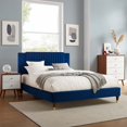 thumbnail image 1 of Modway Zahra Channel Tufted Performance Velvet Queen Platform Bed in Navy, 1 of 8