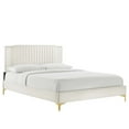 thumbnail image 1 of Modway Zahra Channel Tufted Performance Velvet Queen Platform Bed in White, 1 of 8