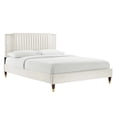 thumbnail image 1 of Modway Zahra Channel Tufted Performance Velvet Twin Platform Bed in White, 1 of 8
