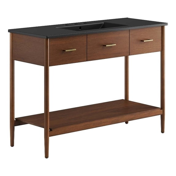 Zaire 48" Single Sink Bathroom Vanity in Walnut Black