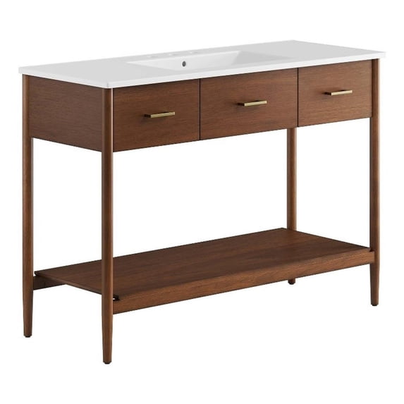 Zaire 48" Single Sink Bathroom Vanity in Walnut White