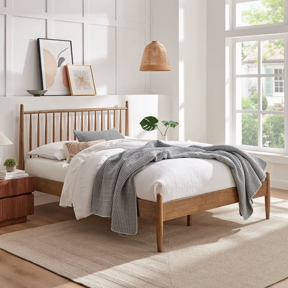 Modway Zane King Size Spindle Bed in Walnut