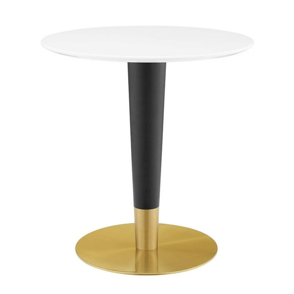 Modway Zinque 28" Dining Table in Gold White