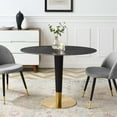 thumbnail image 1 of Modway Zinque 42" Oval Artificial Marble Dining Table in Gold Black, 1 of 5