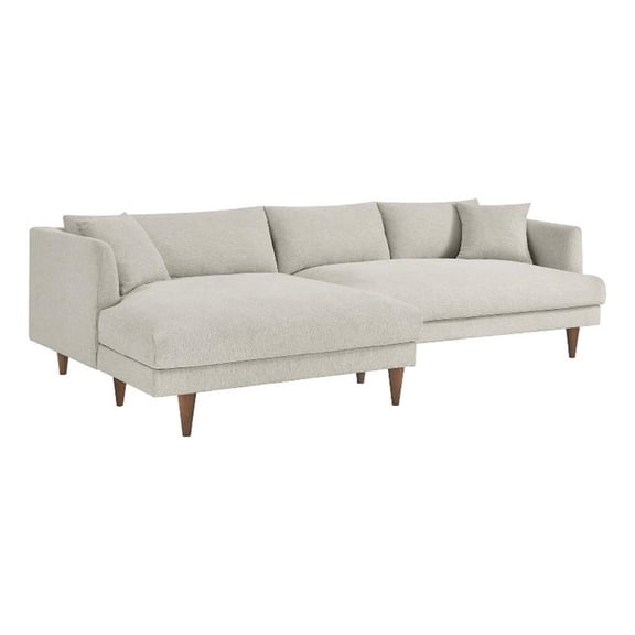 Modway Zoya Left-Facing Down Filled Overstuffed Sectional Sofa in Heathered Weave Ivory