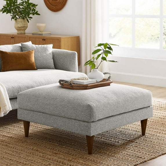 Modway Zoya Down Filled Overstuffed Ottoman in Light Gray Fabric
