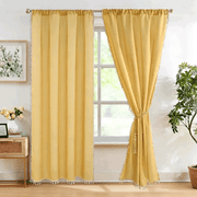 Invoibler Boho Curtains with Tassels,60-65% Room Darkening Curtain,Window Drapes,2 Panel,Yellow