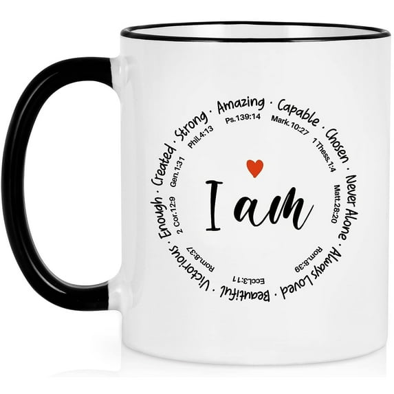 Modwnfy Christian Mugs Gifts, Bible Verse Mugs, Religious Gifts, I Am Amazing Inspirational Coffee Mugs Spiritual Gifts for Women Men Friends, White 11 fl oz Coffee Mug Ceramic Mugs Tea Cup