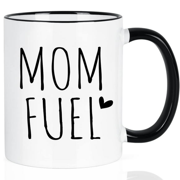 Modwnfy Mom Fuel Ceramic Coffee Mug, Mother's Day Gifts, 11 fl oz White