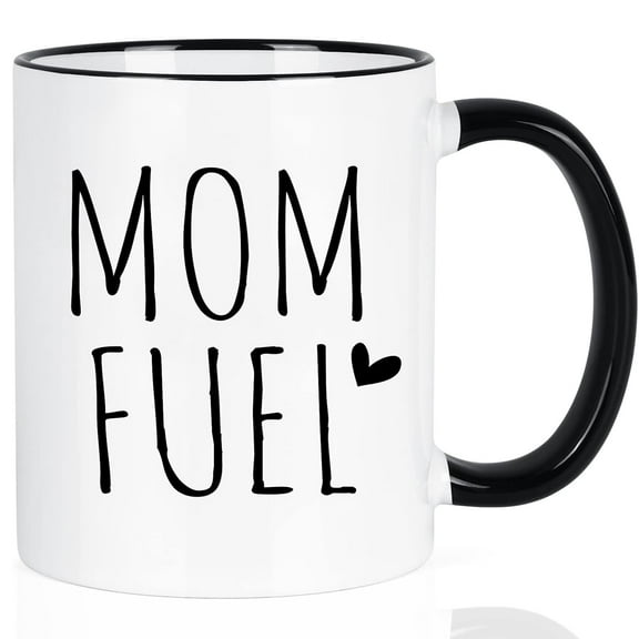Modwnfy Mom Fuel Ceramic Coffee Mug,Gifts for Mom,11 fl oz White
