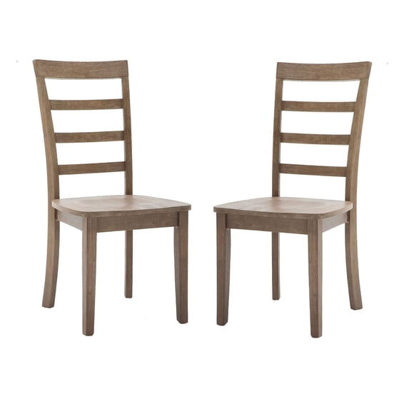 Moe 18 Inch Wood Dining Chair Ladder Back Set of 2 Brushed Brown - Saltoro Sherpi