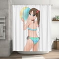 thumbnail image 1 of Moe Cute Play Ball Girl Pattern Shower Curtain, Japanese Anime Character Waterproof Bath Curtains for Bathroom Decorations, 72 x 72 inches, 1 of 7