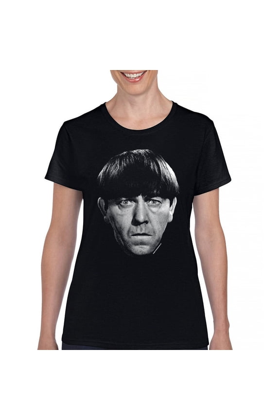 Moe The Three Stooges T-Shirt Wise Guys Curly Larry Shemp Classic Retro American TV Slapstick 3 Legends Women's Tee