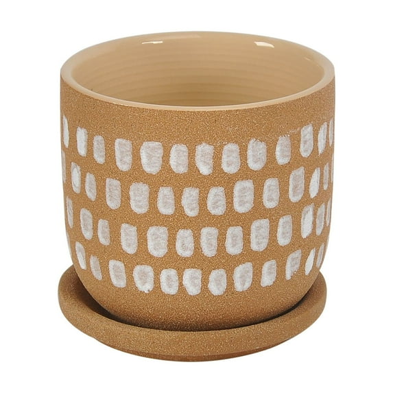 Moe's Home Collection 4.5" Handmade Ceramic Botanical Planter in Natural
