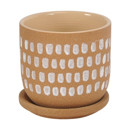 Moe's Home Collection 5.75" Handmade Ceramic Botanical Planter in Natural