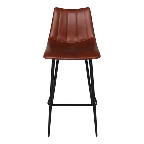 Moe's Home Collection Alibi 30" Faux Leather Bar Stools in Brown (Set of 2)