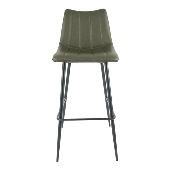 Moe's Home Collection Alibi 30" Vegan Leather Barstool in Dark Green (Set of 2)