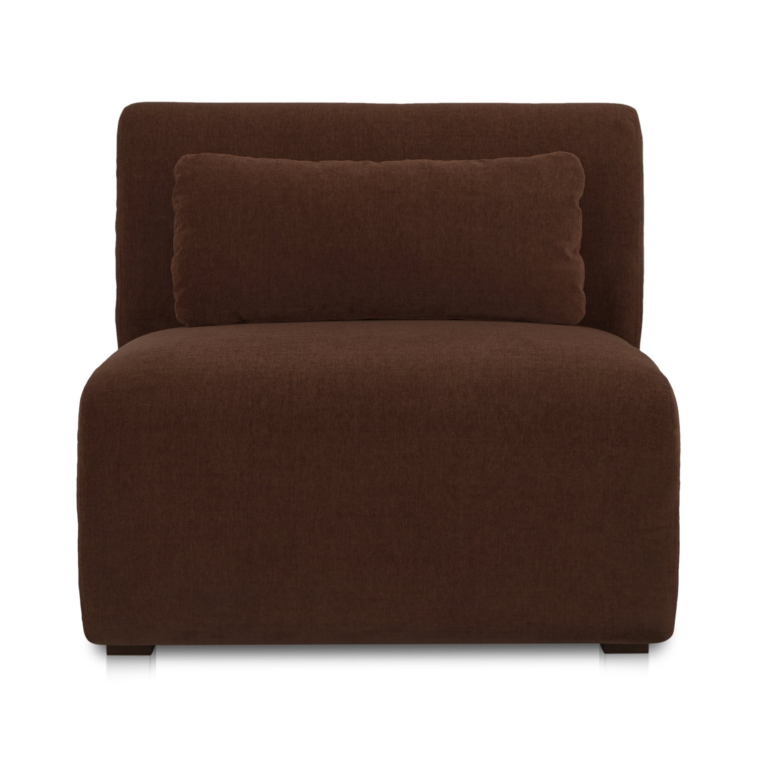 Amelia Brown Polyester Slipper Chair with Lumbar Cushion