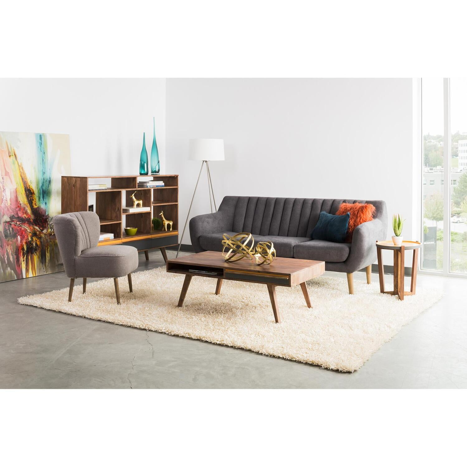 Bliss Mid Century Modern Sheesham Wood Coffee Table with Storage