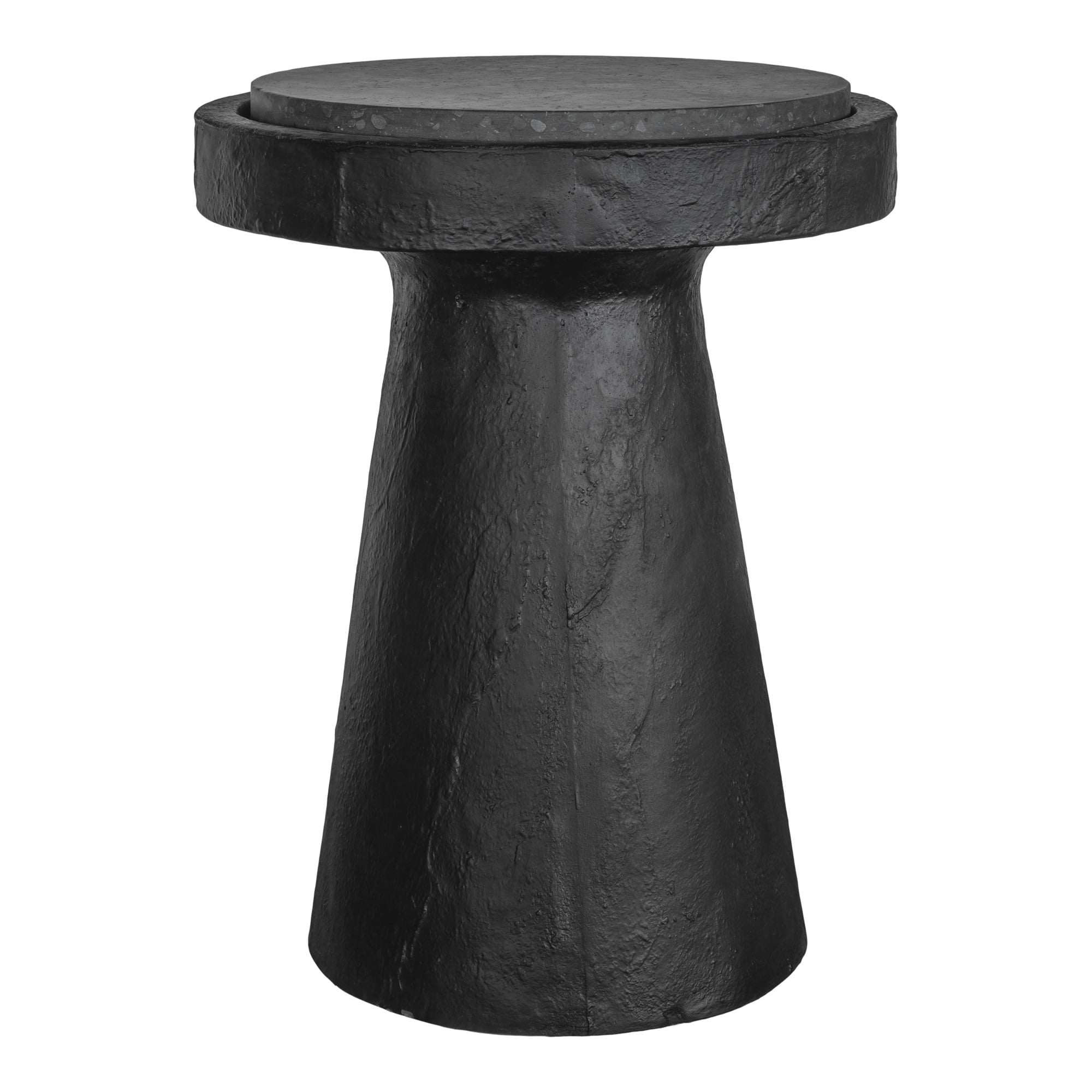 Black Round Terrazzo and Concrete Accent Table