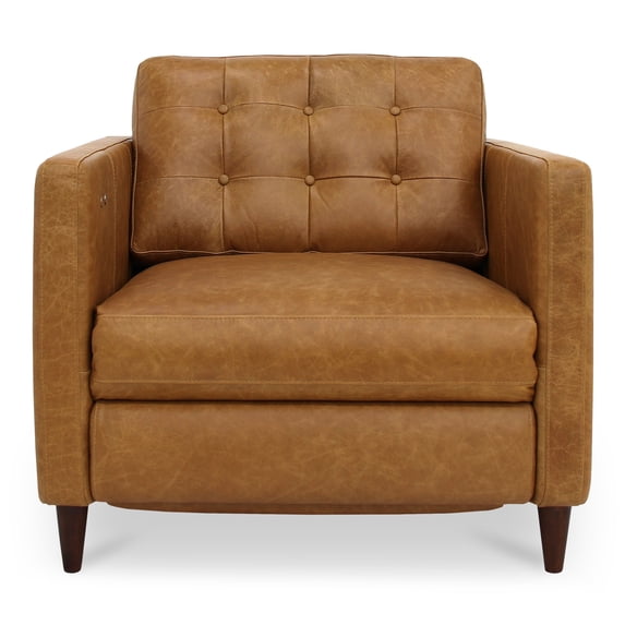 Moe's Home Collection Bridgers Power Recliner Chair Tan Leather Leather