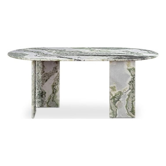 Moe's Home Collection Celia Oval Dining Table Green Onyx Marble Stone