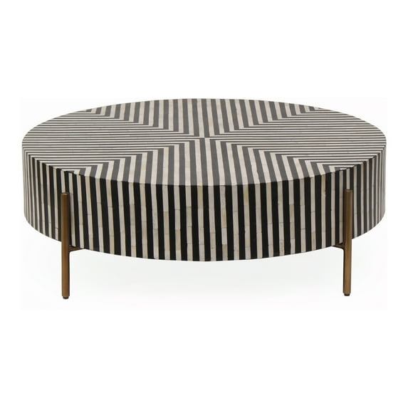 Moe's Home Collection Chameau 36" Round Iron/Resin Coffee Table in Multi-Color