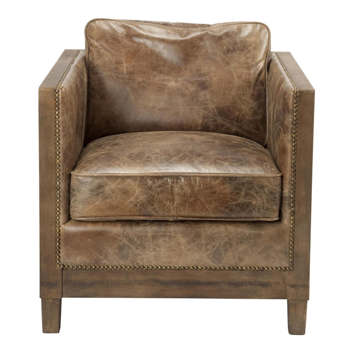Darlington 28" Light Brown Top Grain Leather Club Chair