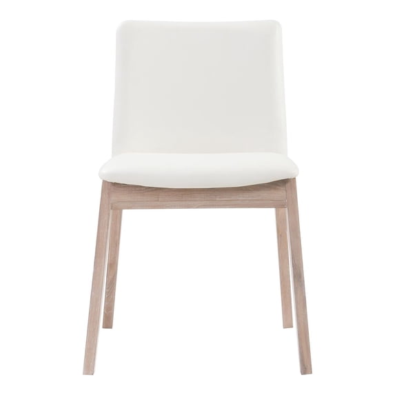 Moe's Home Collection Deco Oak Dining Chair White Pvc-Set Of Two