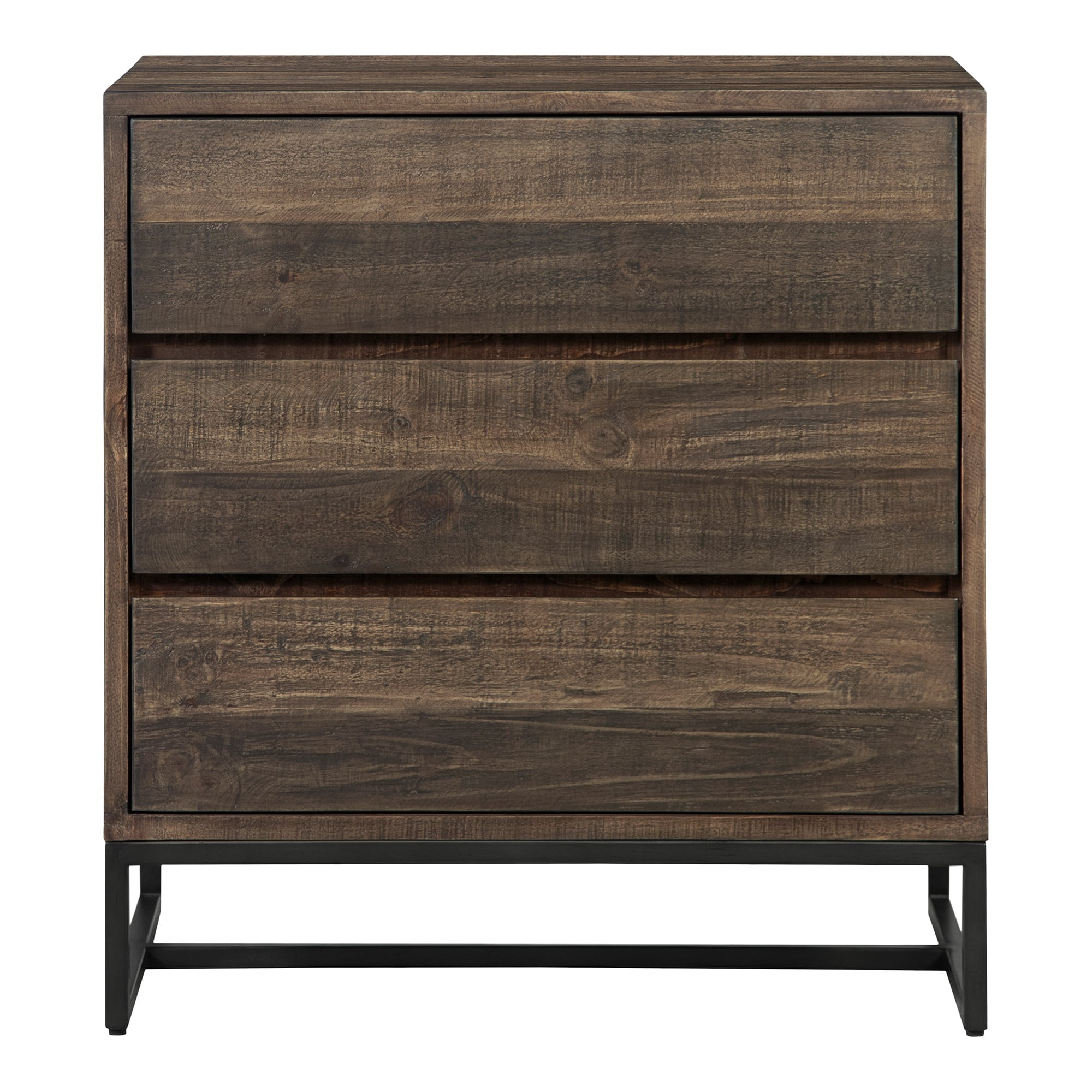 Elena Light Brown Pine Wood 3-Drawer Chest